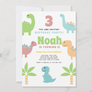 Funny Niedlich Dinosaur Geburtstagsparty Einladung