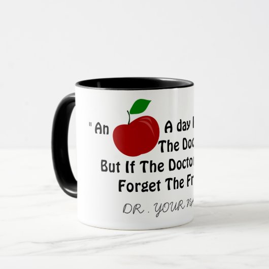 Funny Niedlich Doctor Red Apple Joke Personalisier Tasse (Vorderseite Links)