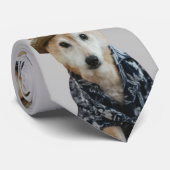 FUNNY NIEDLICH DOG DRESSED PAINTING GRAY NECK TIE KRAWATTE (Gerollt)