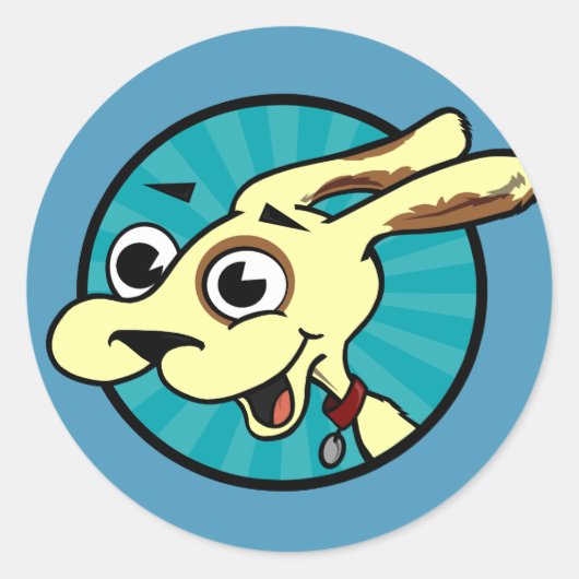 FUNNY NIEDLICH DOG ROUND STICKERS (Vorderseite)