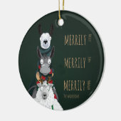 Funny Niedlich Donkey, Llama & Sheep Green Keramik Ornament (Links)