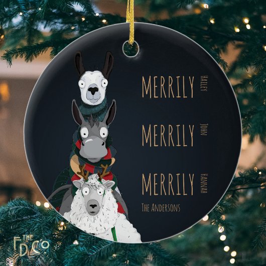 Funny Niedlich Donkey, Llama & Sheep Keramik Ornament