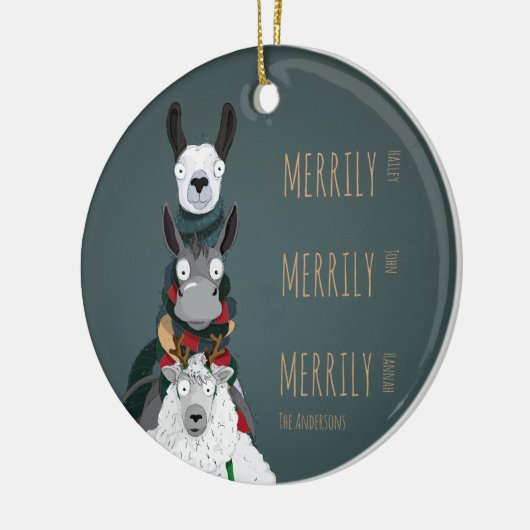 Funny Niedlich Donkey, Llama & Sheep Turquoise Keramik Ornament (Links)