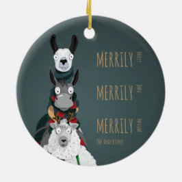 Funny Niedlich Donkey, Llama & Sheep Turquoise Keramik Ornament