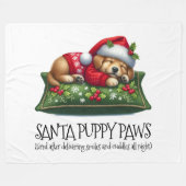 Funny Niedlich Dream Santa Puppy Paws Fleecedecke (Vorderseite (Horizontal))