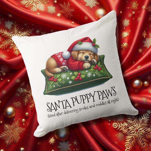 Funny Niedlich Dream Santa Puppy Paws Kissen (Santa Puppy Paws 20x20 Square Christmas Throw Pillow Cover Photo)