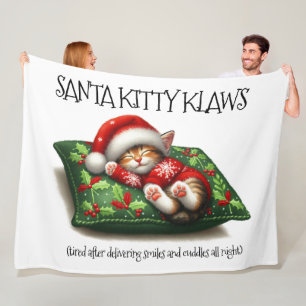Funny Niedlich Dreaming Santa Kitty Klaws Fleecedecke