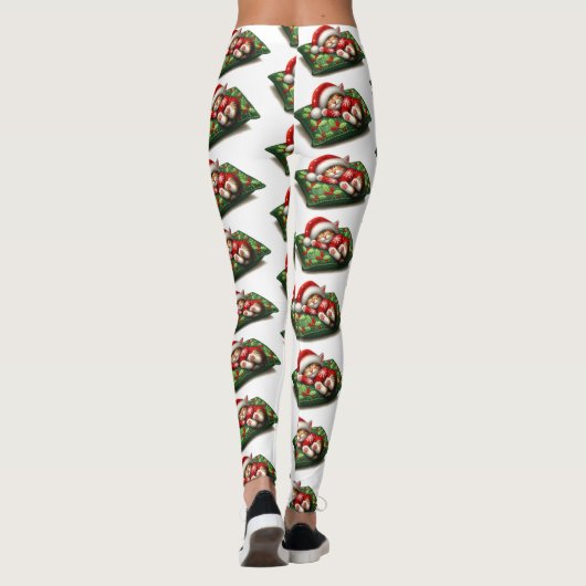Funny Niedlich Dreaming Santa Kitty Klaws Leggings (Rückseite)