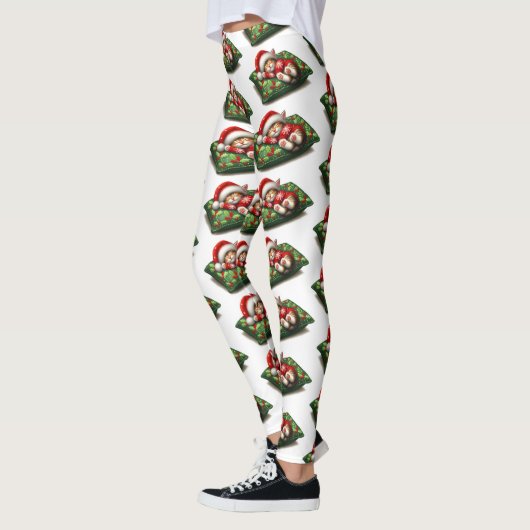 Funny Niedlich Dreaming Santa Kitty Klaws Leggings (Links)