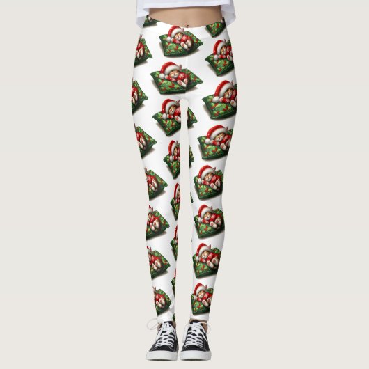 Funny Niedlich Dreaming Santa Kitty Klaws Leggings (Vorderseite)