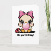 Funny Niedlich Duck, Ladybug & Bubble, Fun Birthda Karte (Vorderseite)