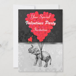 Funny niedlich Elefant and heart Valentines Party Einladung