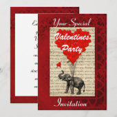Funny niedlich Elefant Valentines Party Einladung (Vorne/Hinten)