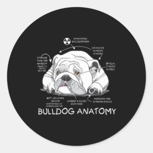 Funny Niedlich English Bulldog Anatomie Dog Biolog Runder Aufkleber