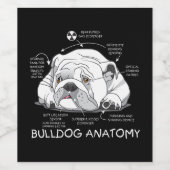 Funny Niedlich English Bulldog Anatomie Dog Biolog Weinetikett (Einzelnes Label)