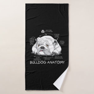 Funny Niedlich English Bulldog Anatomie Hunde Biol Badehandtuch