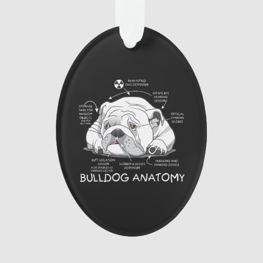 Funny Niedlich English Bulldog Anatomie Hunde Biol Ornament (Vorderseite)