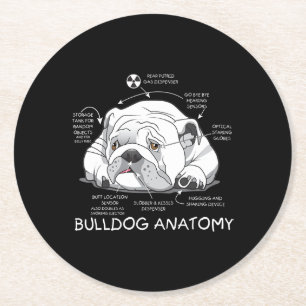 Funny Niedlich English Bulldog Anatomie Hunde Biol Runder Pappuntersetzer