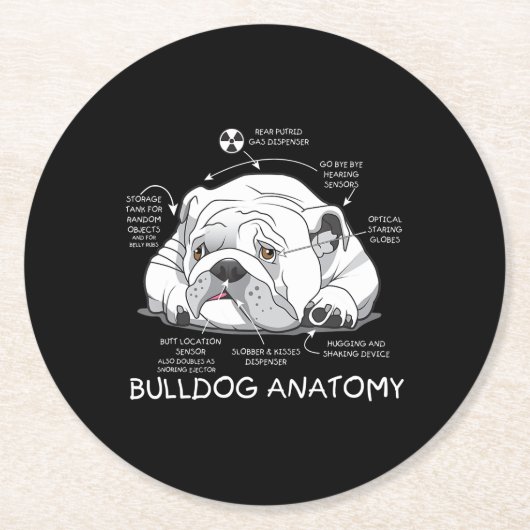Funny Niedlich English Bulldog Anatomie Hunde Biol Runder Pappuntersetzer (Vorderseite)