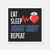 Funny Niedlich essen Schlaf Nachtschicht Wiederhol Serviette (Vorderseite)