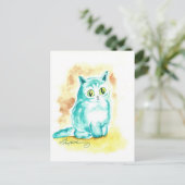 Funny Niedlich fat Blue Cat Postkarte (Stehend Vorderseite)