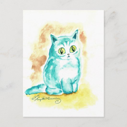 Funny Niedlich fat Blue Cat Postkarte (Vorderseite)