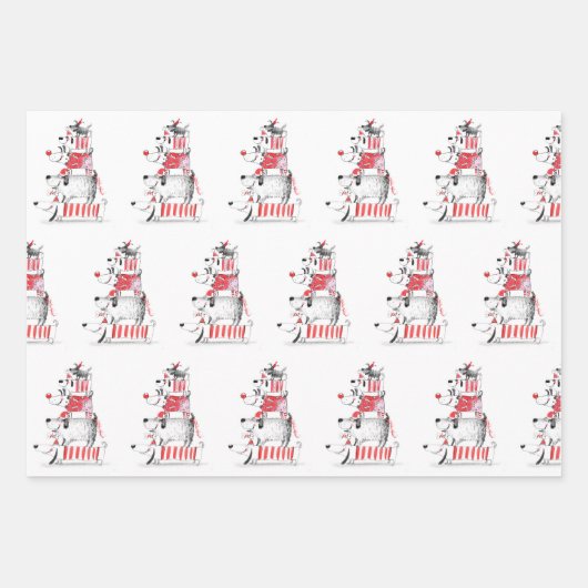 Funny Niedlich Festive Hunde Frohe Weihnachten Geschenkpapier Set (Vorderseite 3)