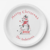 Funny Niedlich Festive Hunde Frohe Weihnachten Pappteller (Vorderseite)