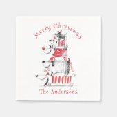 Funny Niedlich Festive Hunde Frohe Weihnachten Serviette (Vorderseite)