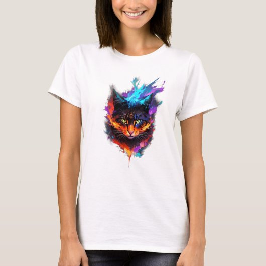 Funny Niedlich Fire Cat Traummagie T-Shirt (Vorderseite)