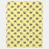 Funny Niedlich Floral Kühe tragen Hats Muster gelb Fleecedecke (Vorderseite)