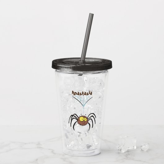 Funny niedlich fluffly spinness Cartoon Acryltrinkbecher (Rückseite Ice)