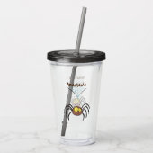 Funny niedlich fluffly spinness Cartoon Acryltrinkbecher (Rückseite)