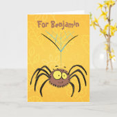 Funny niedlich fluffly spinness Cartoon Karte (Gelbe Blume)