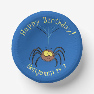 Funny niedlich fluffly spinness Cartoon Pappteller