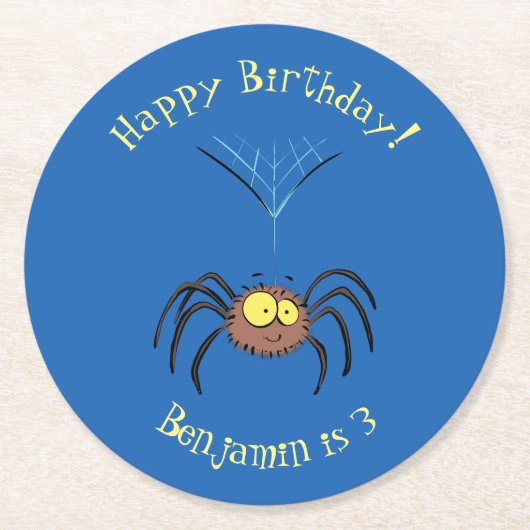 Funny niedlich fluffly spinness Cartoon Runder Pappuntersetzer (Vorderseite)