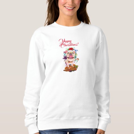 Funny Niedlich Frenchie Dog Yappy Weihnachten Sweatshirt (Vorderseite)