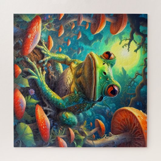 Funny Niedlich Frog Sitting Jigsaw Puzzle (Horizontal)