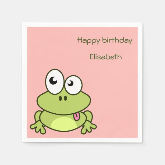 Funny niedlich Frosch Cartoon Kindergeburtstag Serviette (Vorderseite)