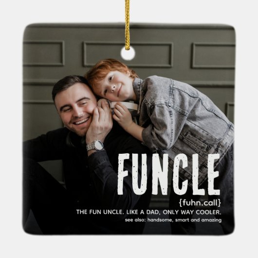 Funny Niedlich FUNCLE 2 Foto Weihnachten Keramikornament (Rückseite)