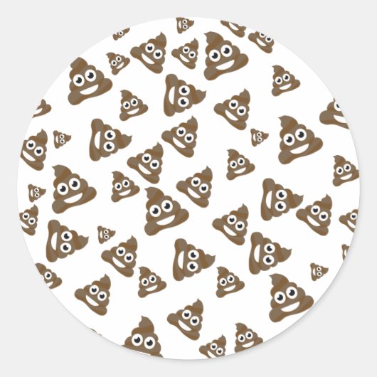 Funny Niedlich Gekackt Emoji Pattern Runder Aufkleber (Vorderseite)