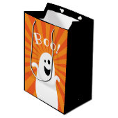 Funny Niedlich Ghost Boo Spuk Happy Halloween Part Mittlere Geschenktüte (Vorderseite Schrägansicht)