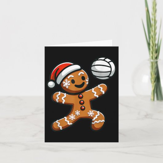 Funny Niedlich Gingerbread Mann Volleyball Christm Karte (Vorderseite)
