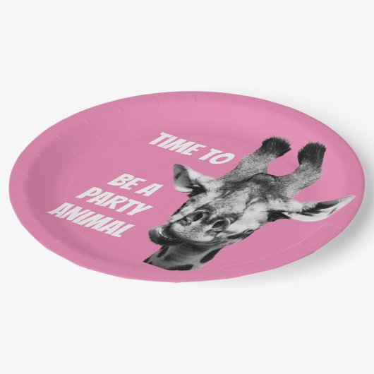 Funny Niedlich Giraffe Design Paper Plate Pappteller (Schrägansicht)
