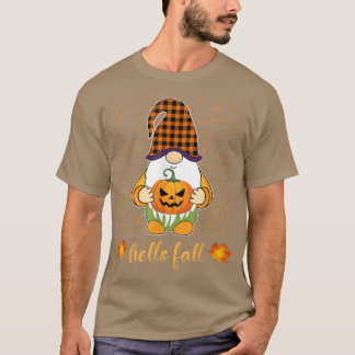 Funny Niedlich Gnome Holding Pumpkin Herbst Hallo  T-Shirt