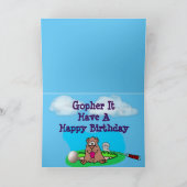 Funny & Niedlich Gopher & Golf Ball on Birthday Ca Karte (Innenseite)