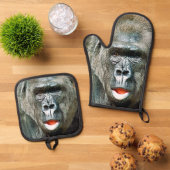 FUNNY NIEDLICH GORILLA OFENHANDSCHUH & Topflappen-Set (Oben Unten)