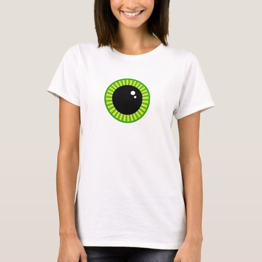Funny Niedlich Green Eyeball T-Shirt (Vorderseite)