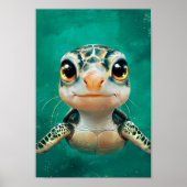 Funny Niedlich Green Sea Turtle Poster (Vorne)