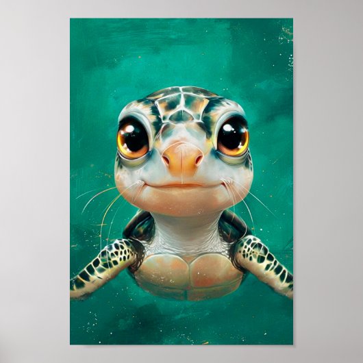 Funny Niedlich Green Sea Turtle Poster (Vorne)